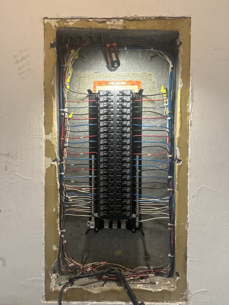 Newly rewired 42-circuit commercial panelboard